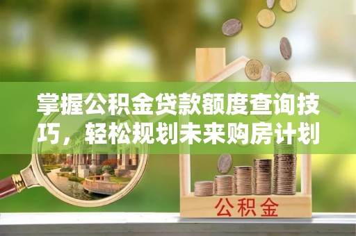高埗掌握公积金贷款额度查询技巧，轻松规划未来购房计划